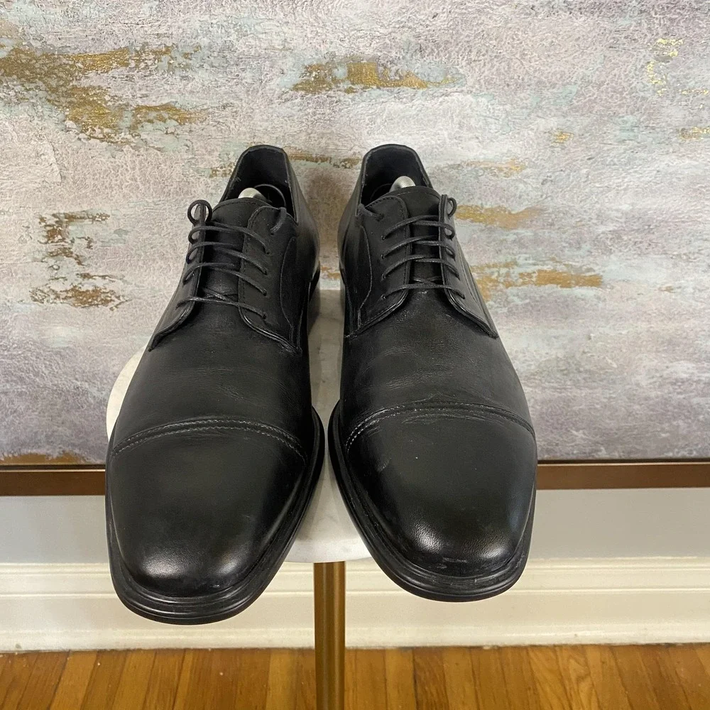 Neil M Shoes Mens Size 11 B Black Leather Cap Toe Derby Square Toe Dress DS1358B